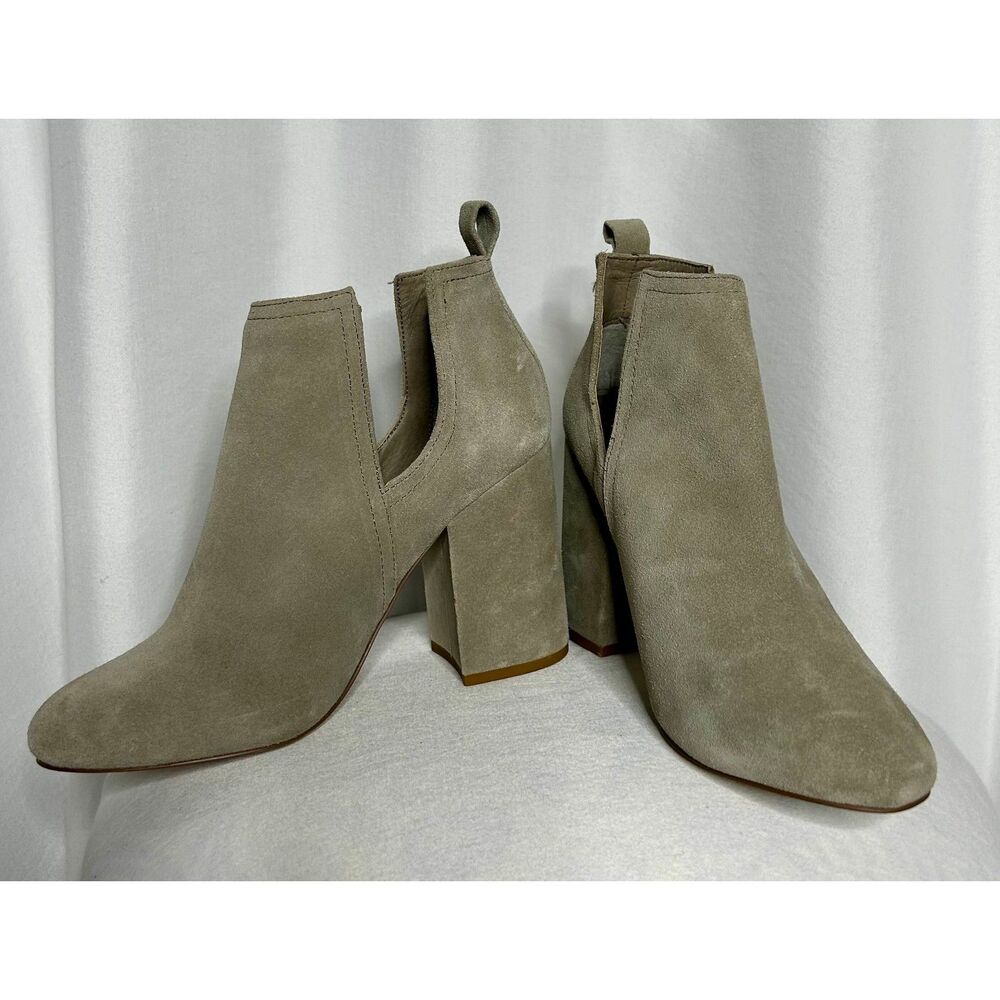 Steve Madden Naomi Taupe Suede Gray Leather Cutout Ankle Booties Women Size 9